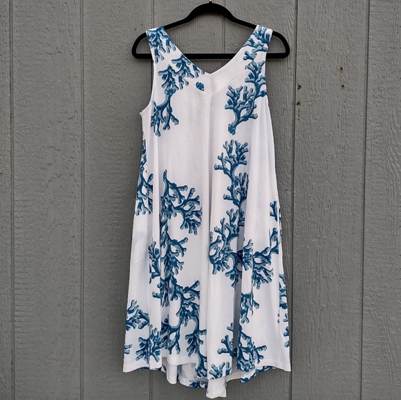 Soft Surroundings Sleeveless Beaded Coral Dress Petite Medium - Picture 2 of 10